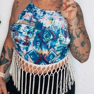 Bohemian style tank with fringe